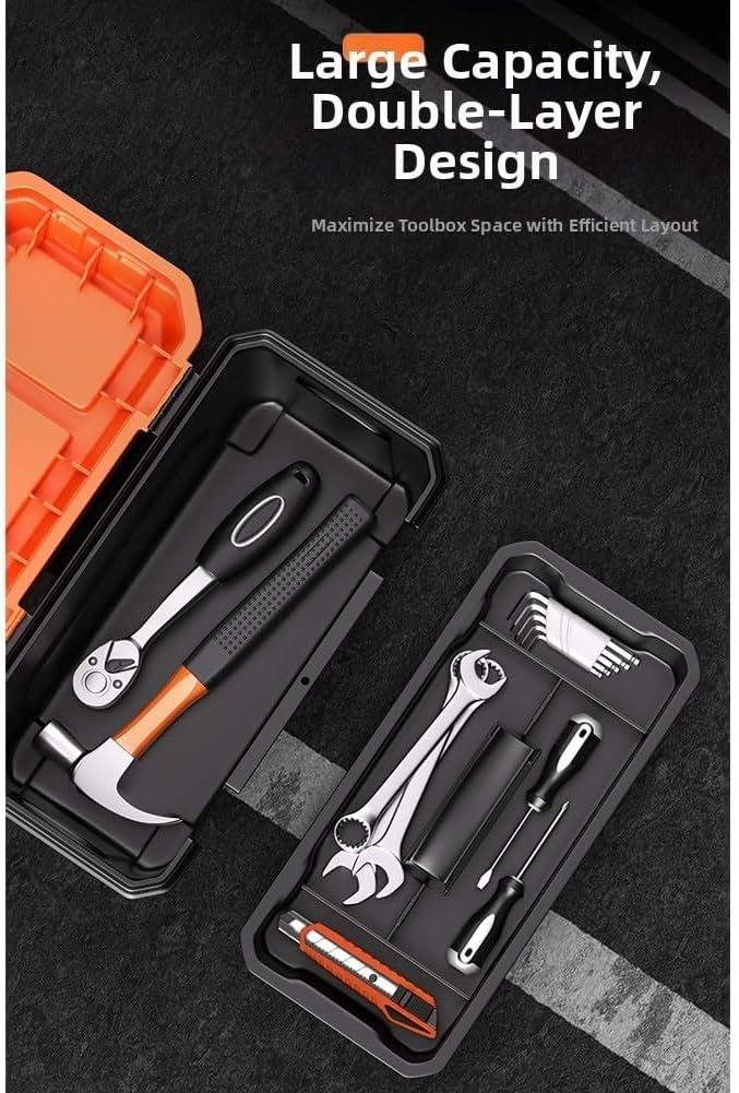  Boîte à Outils Robuste à Double Niveau Avec 19 Baleines De Stabilité Pour électriciens Professionnels Mécaniciens Stockage De Vis, écrous, Boulons, Construction En Polypropylène Résistant à L'usure