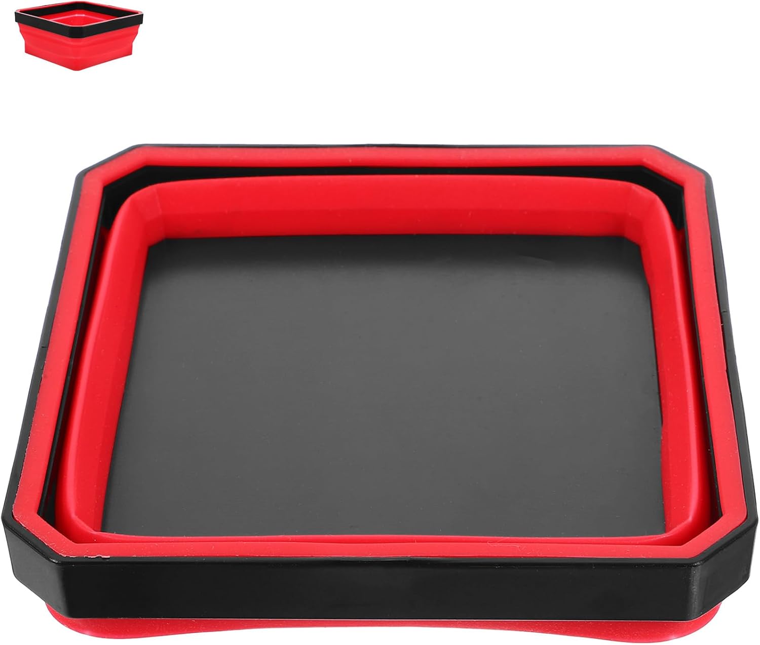  VALICLUD Bol Aimanté Portable En Silicone Rouge, Plateau Magnétique Pour Rangement De Petits Outils Et Vis, Adapté Bricolage Et Réparations