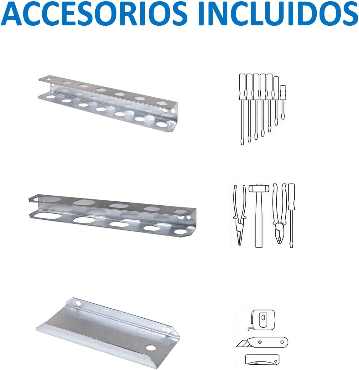  Simon Rack Panneau Mural Perforé Porte Outils, Jeu De 17 Crochets, 900x600 Mm, Bianco - Simonwork
