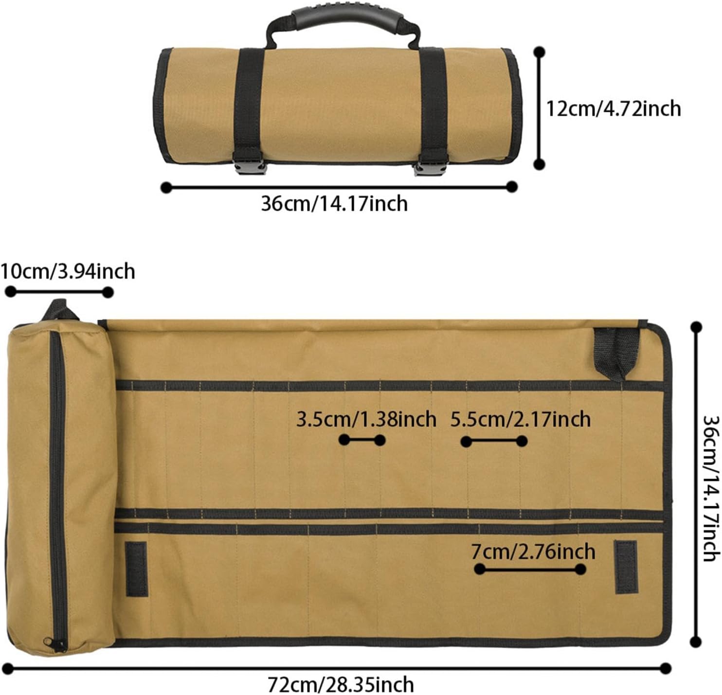  Sac à Outils Enroulable, Sac De Rangement Pliable Imperméable, Sac De Transport épais Et Résistant à L'usure, 72 X 36 Cm Pour Pochette à Outils Multi-poches, Matériel Et Mécanique
