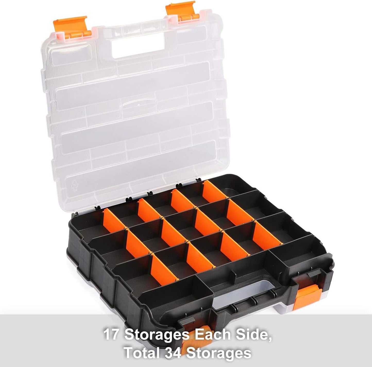 GENERIC Boîte De Rangement à Outils, 34 Compartiments Transparents | Boîte à Outils Pour Atelier, Garage, Maison, Boulons, écrous, Perceuses, Petites Pièces, Bijoux