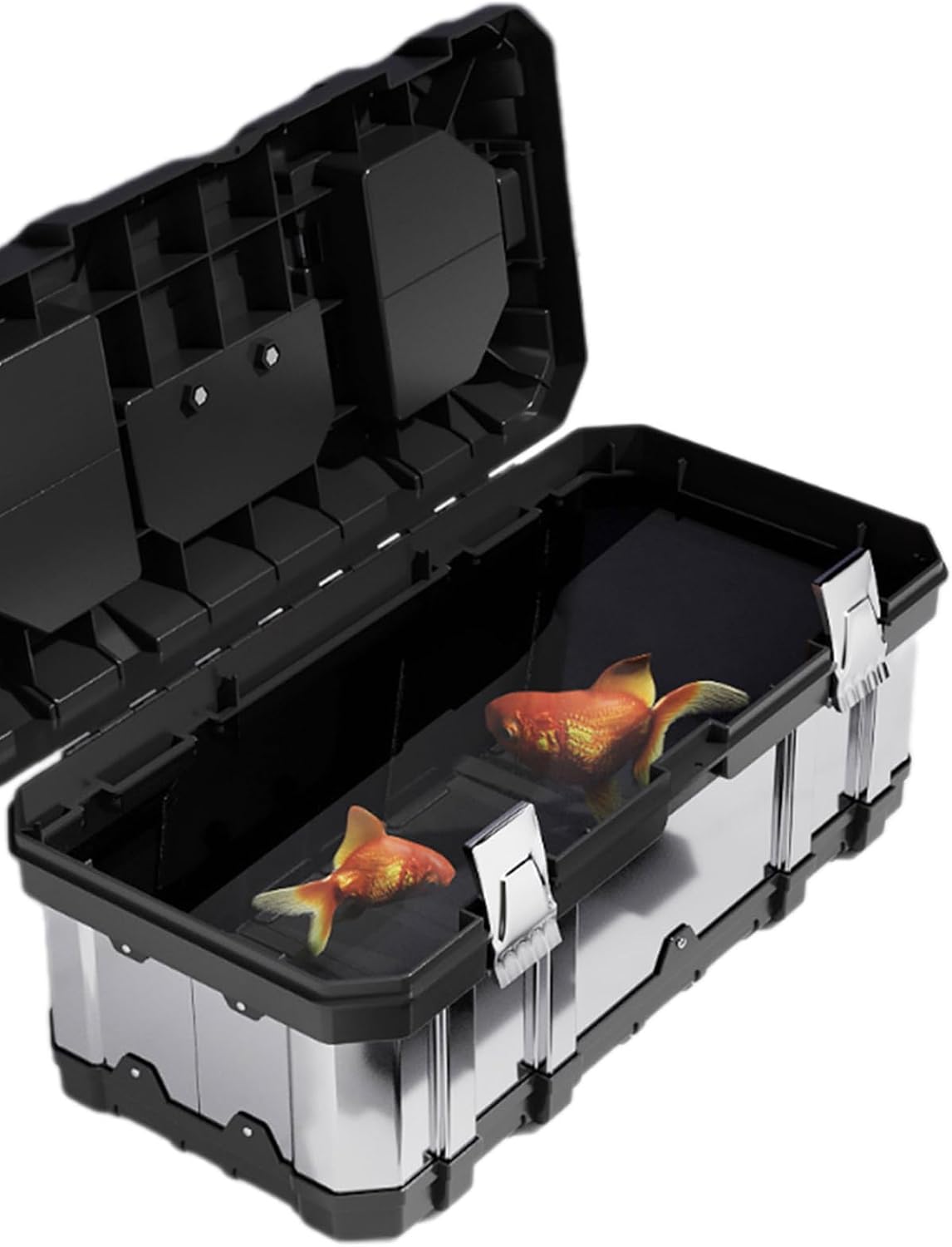 Mallette De Rangement D'outils En Acier Inoxydable Avec Plusieurs Compartiments Pour Automobile - Boîte à Outils Résistante Aux Chocs