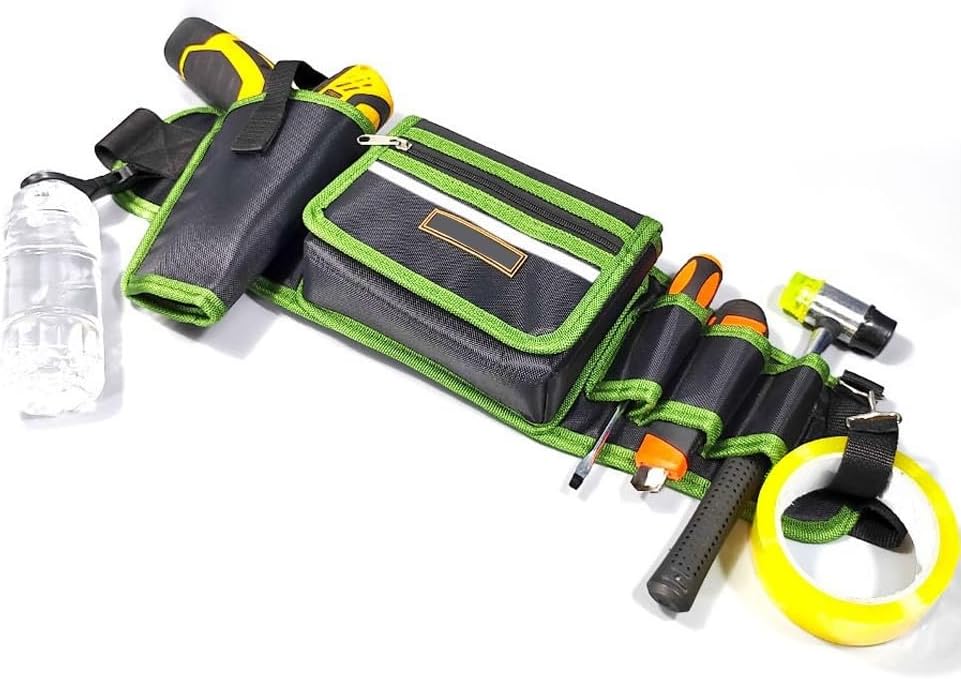  Ceinture Réglable Oxford 1680D Sac Banane Pour électricien Travaux De Construction Robuste Et Professionnel De Charpentier Organiseur De Rangement Noir (vert)