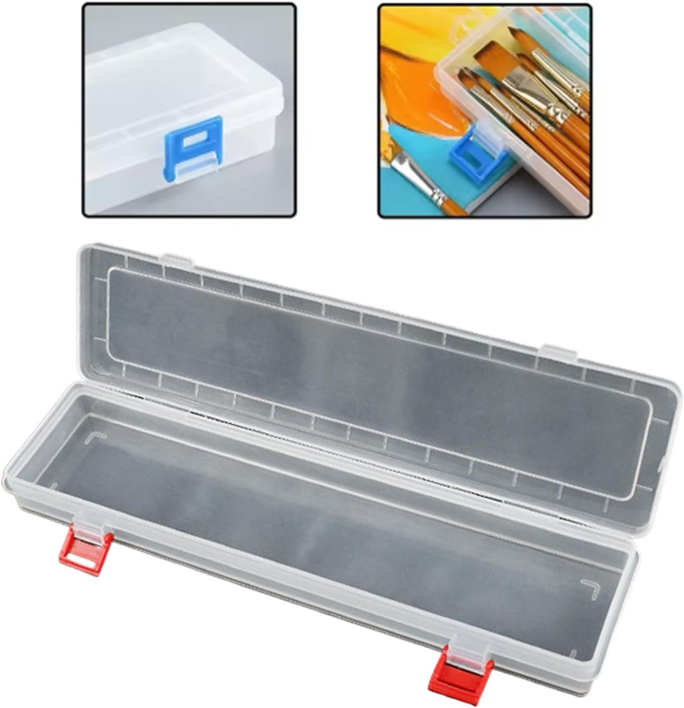  Boîte à Outils En Plastique De 35,5 Cm Avec Couvercle Transparent Rectangulaire Long Boîtier De Rangement Grand Compartiment Pour Pièces Récipient D'organisation