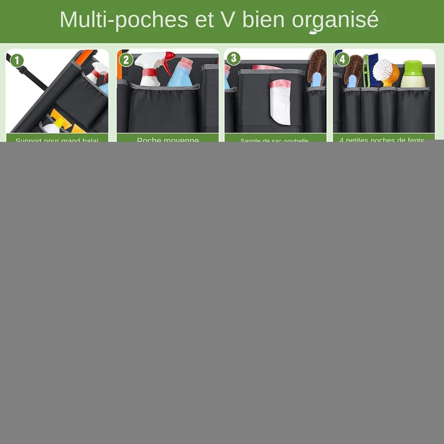  Sac Porte-Outils De Nettoyage,Sac Organisateur Pour Poubelle Industrielle Avec 13 Poches - Fournitures Organisation Outils Ménage Pour Plage École Atelier Supermarché