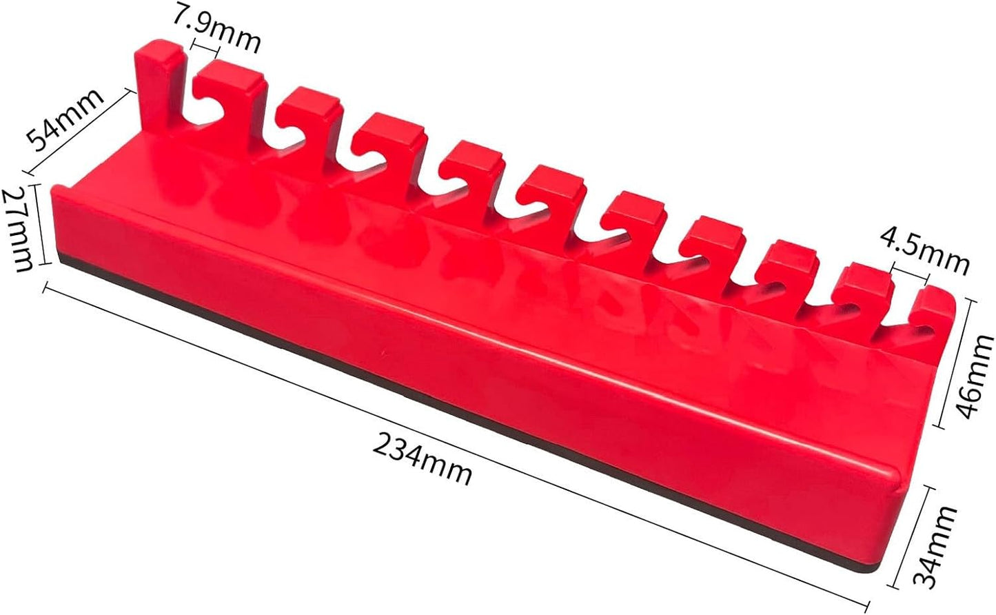  Support De Clé Magnétique Avec 13 Emplacements Pour Outils De Douilles - Base à Ventouse Solide - Support Mural Pour Garage, Atelier - Rouge Et Noir - Système De Support Portable Pour Outils à Main