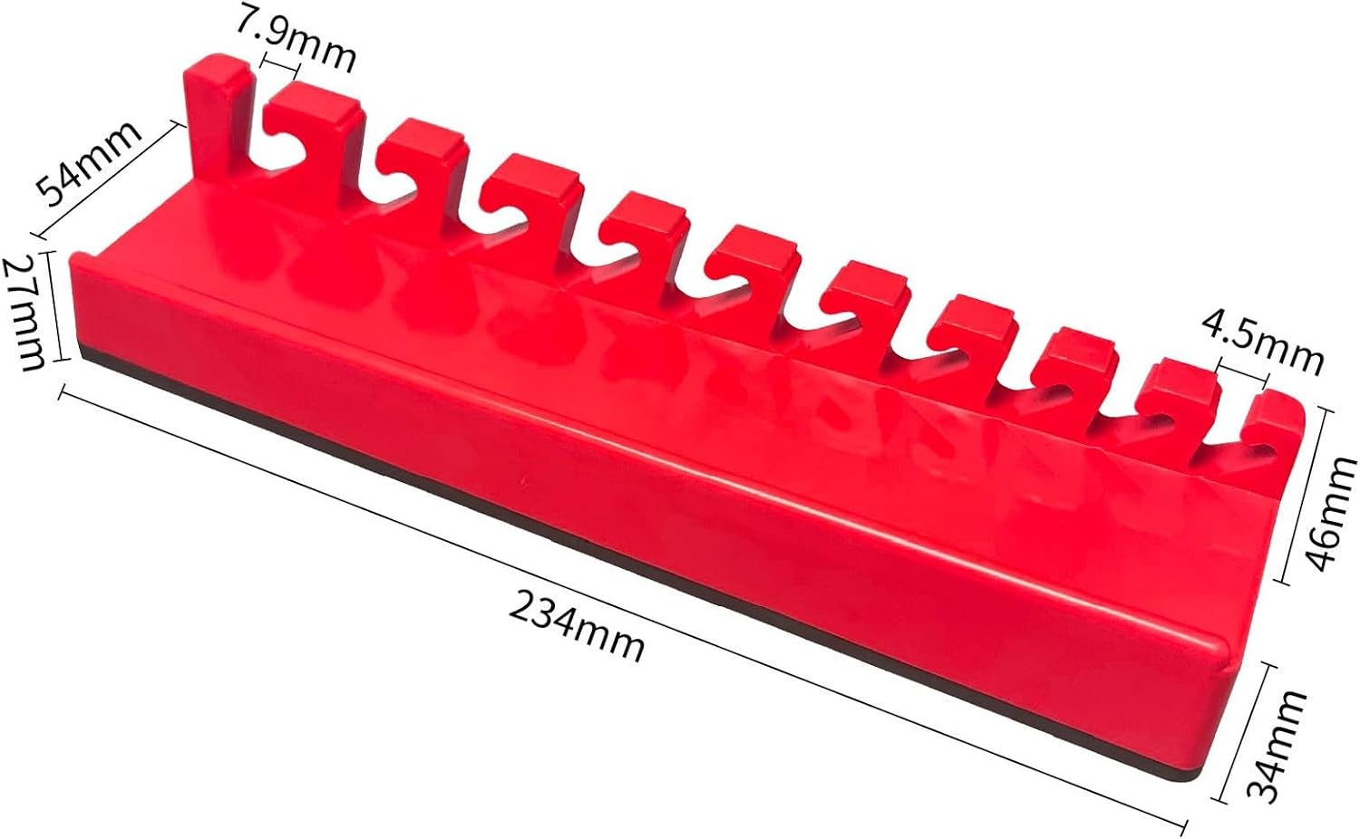  Support De Clé Magnétique Avec 13 Emplacements Pour Outils De Douilles - Base à Ventouse Solide - Support Mural Pour Garage, Atelier - Rouge Et Noir - Système De Support Portable Pour Outils à Main