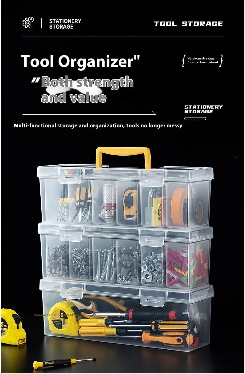  Boîte à Outils Robuste Avec Séparateurs Amovibles - Boîte De Rangement Transparente Pour Atelier, Garage, Usage Domestique - Boîte De Rangement Transparente Avec Poignée