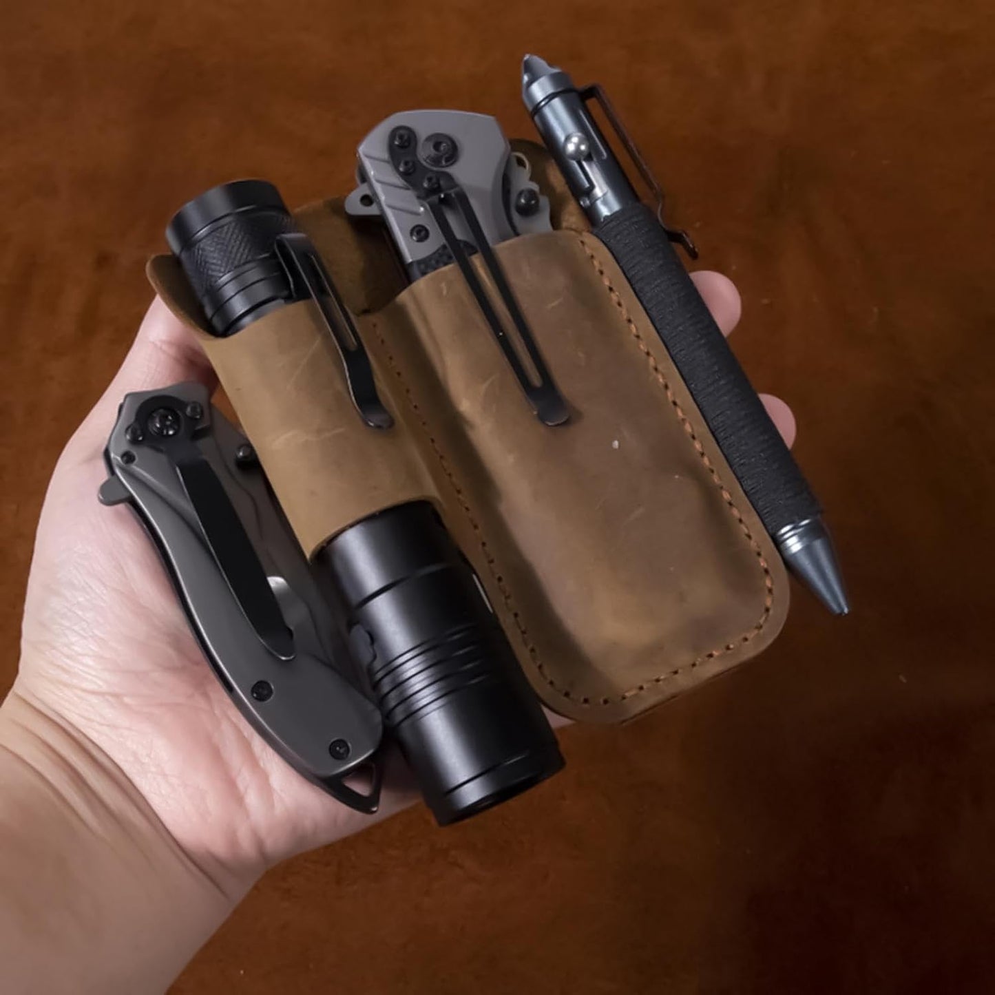  Sac à Outils En Cuir | Porte-outils Rétro En Cuir | Sac à Outils Pour Homme - Pour Cutter, Stylo D'écriture, Lampe De Poche, Bricolage, Construction, Plombier, Travail Du Bois, Travail Et Récolte