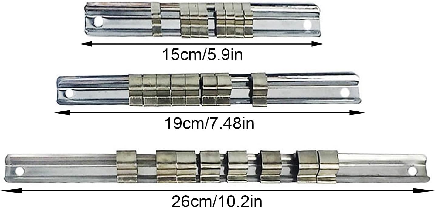  Lot De 3 Supports à Douilles 1/4 3/8 1/2 Avec 8 Clips Sur L'organisation Des Outils, Garage, Outils, Rangement, Transport, Port Industriel