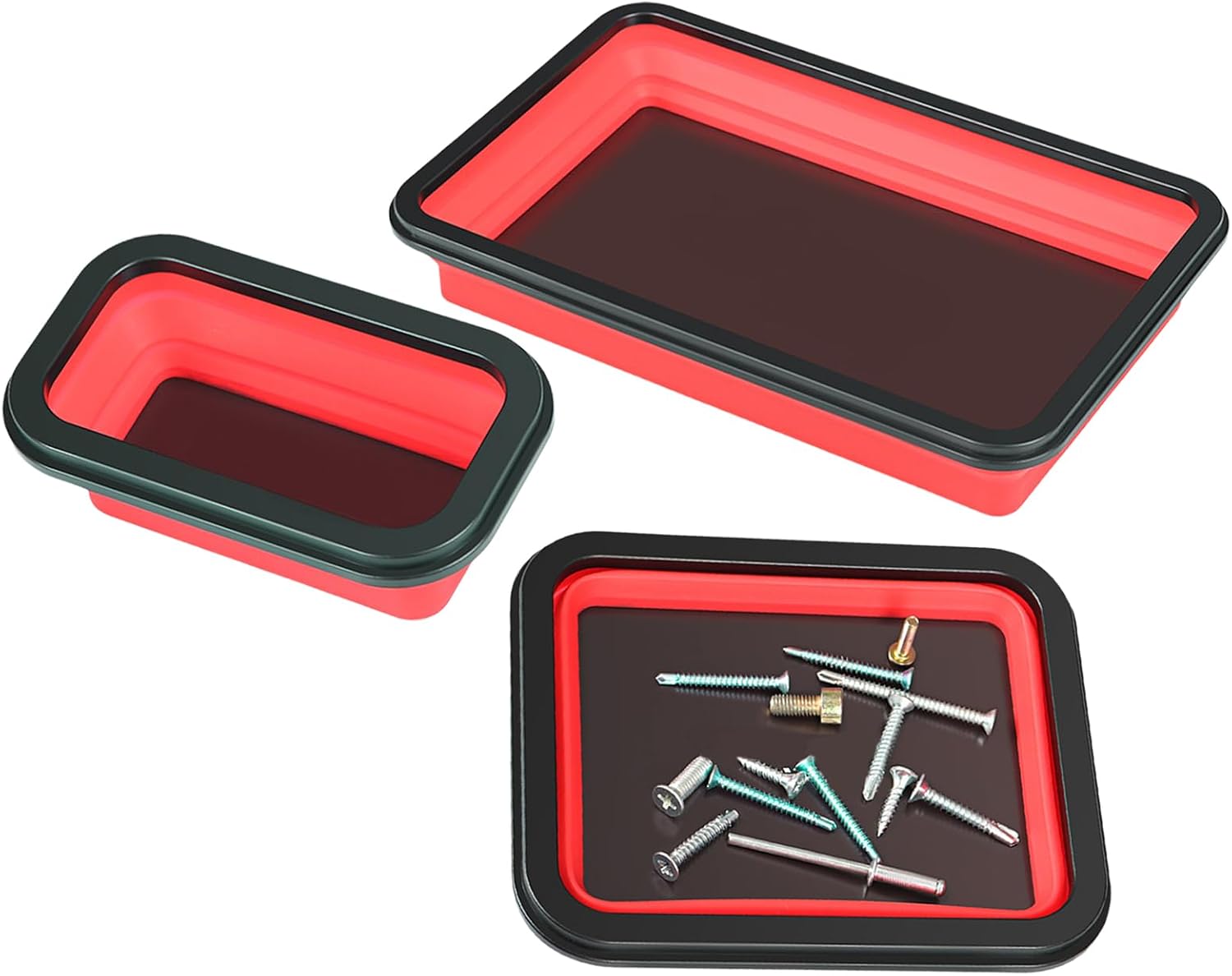  Plateau Magnétique Pour Pièces Mécaniques, Organisateur De Rangement D'outils, Design Compact Pliable, Construction En Acier Inoxydable, Parfait Pour Le Tri Des Vis à écrous, Garage, Réparation