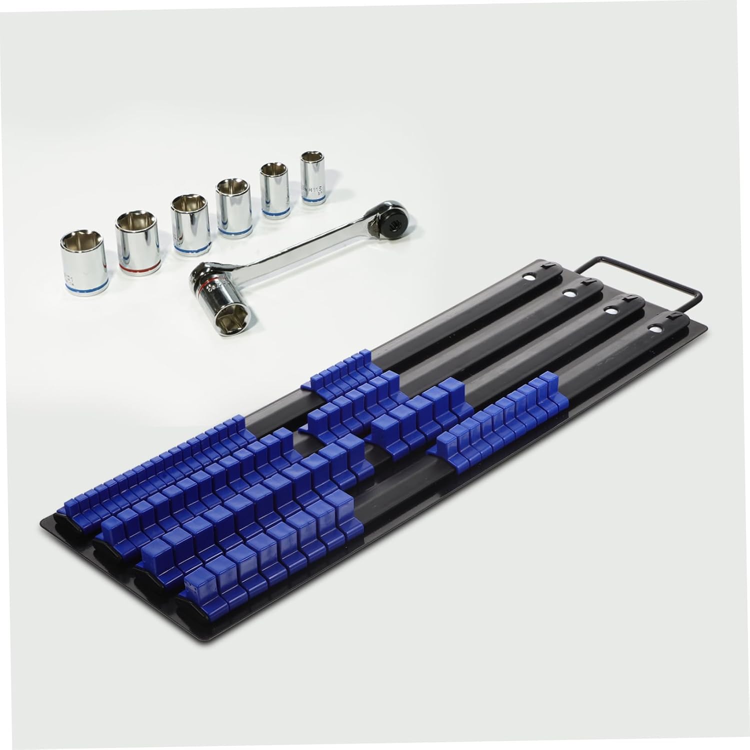  Housoutil Organisateur De Douilles Efficace Support De Rangement En Métal Plateau De Douilles 1/2 3/8 1/4 Kit