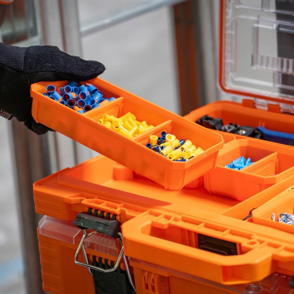  Klein Tools 54810MB MODbox Lot De 4 Bacs De Rechange Modulaires Pleine Ou Demi-largeur Pour Boîtes De Composants Courts, Organiseur De Petites Pièces