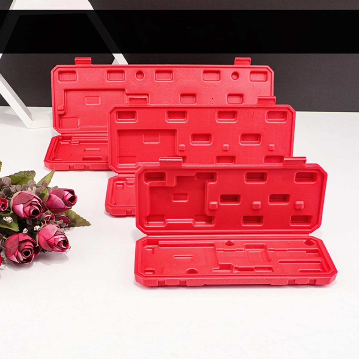  Healvian Boîte à Pied à Coulisse En Plastique Rouge Légère Et Portable Pour Rangement Et Transport Lors De Voyages