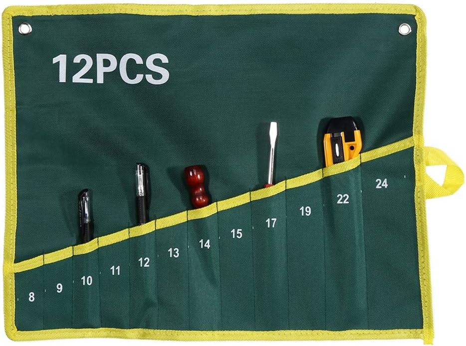  Ausla Sac à Clés En Toile En Rouleau, Organisateur De Rangement D'outils à Poches Multiples Avec 6 à 25 Options De Poches, Pochette Portable à Suspendre Ou à Enrouler Pour Mécaniciens Charpentiers,