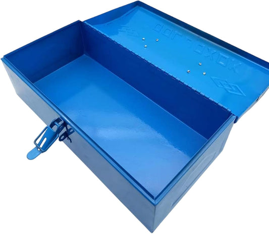  Boîte à Outils Portable Classique Bleue En Fer Pour Un Rangement Et Un Transport Sécurisés Des Nécessités Quotidiennes Structure Simple Couche