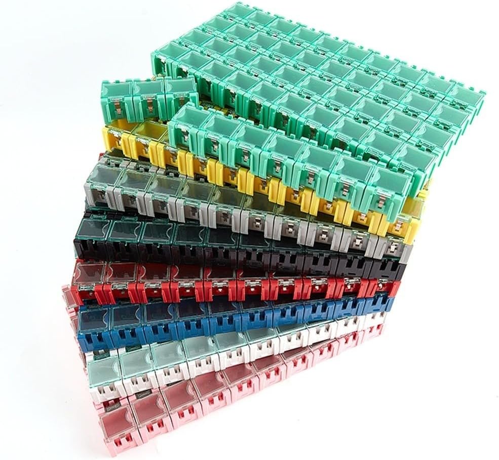  Lot De 50 Boîtes De Rangement Empilables Pour Pièces électroniques, Résistances, Condensateurs, PCB, Boîtier En Plastique, Pour Rangement D'outils (bleu)
