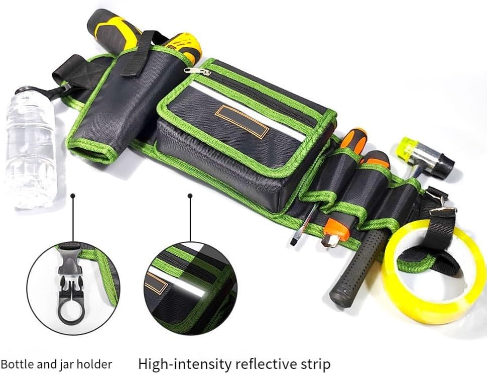  Ceinture Réglable Oxford 1680D Sac Banane Pour électricien Travaux De Construction Robuste Et Professionnel De Charpentier Organiseur De Rangement Noir (vert)