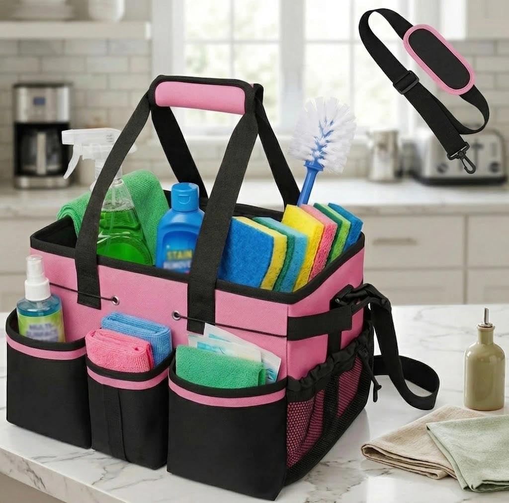 Sac De Nettoyage Pour Outils, Panier De Nettoyage, Rangement Pour Fournitures, Avec Bandoulière Et Poignées, Convient Pour Les Nettoyeurs Et Ceux Qui Ont Besoin De Transporter Et De Ranger