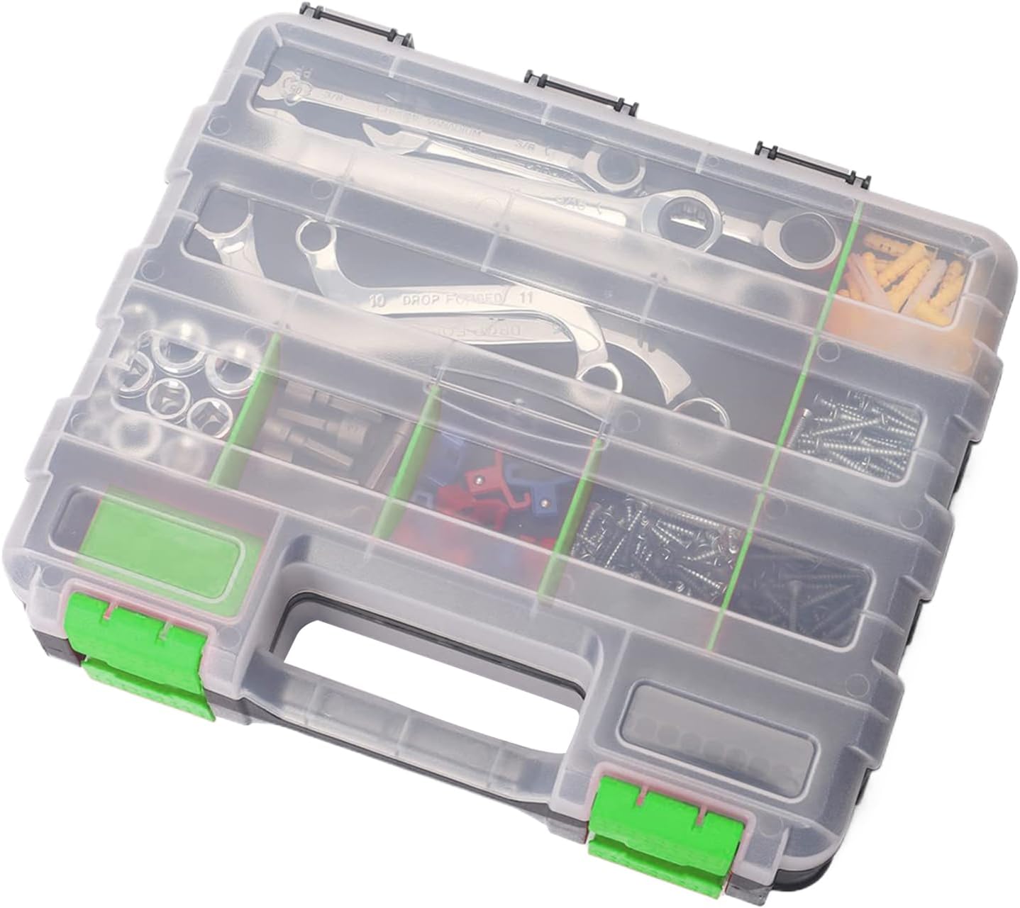 GENERIC Petite Boîte à Outils, Double Face 34 Compartiments électroniques Avec Couvercle Transparent, Organisateur Pour Vis, Clous, Boulons, écrous, Forets, Douilles, Petites Pièces Et Bijoux