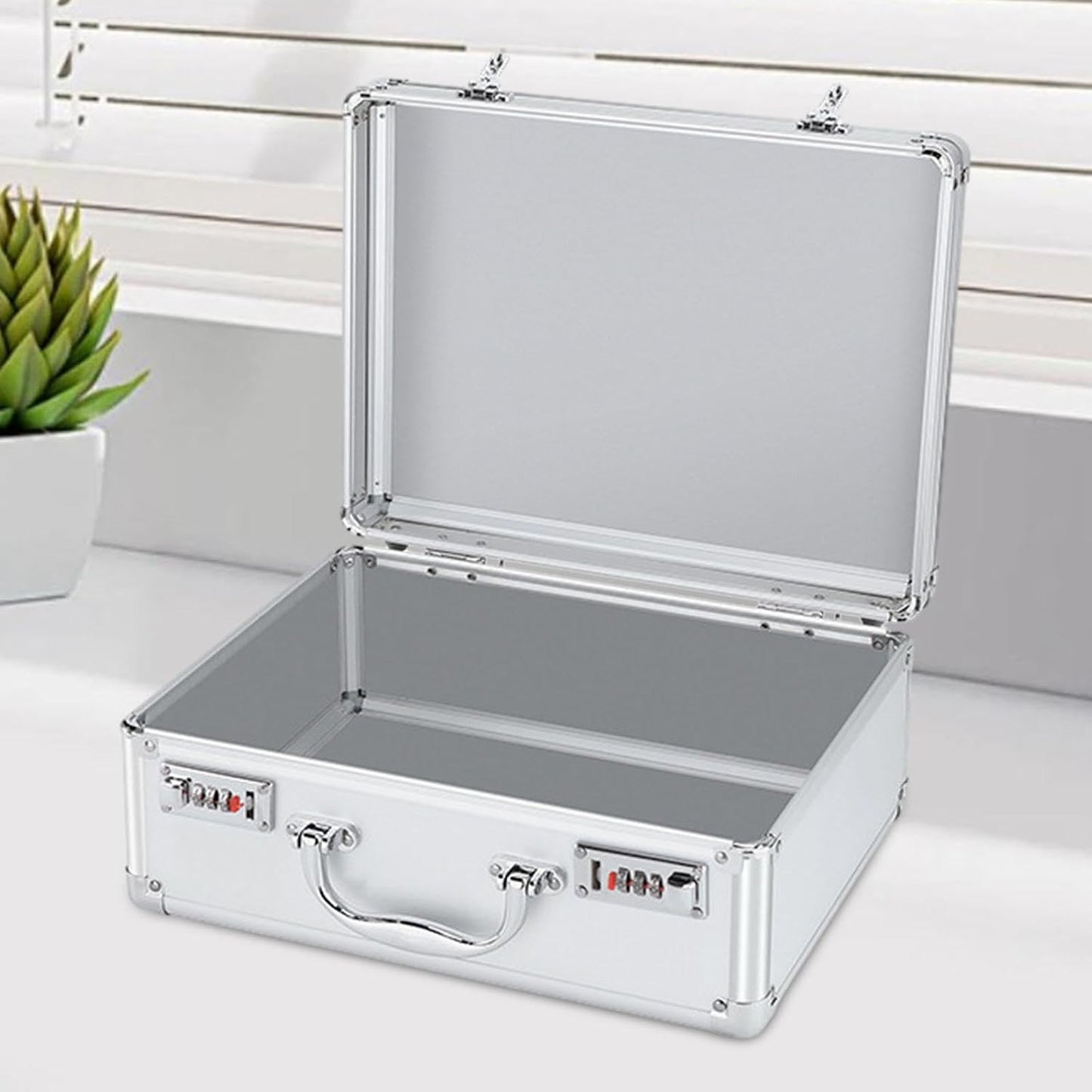  Générique Coffret à Outils En Alliage D'aluminium Avec Serrure, Portable, Grande Capacité, Pour Accessoires De Montage, Fournitures De Bureau, Atelier, Inte, Mot De Passe M