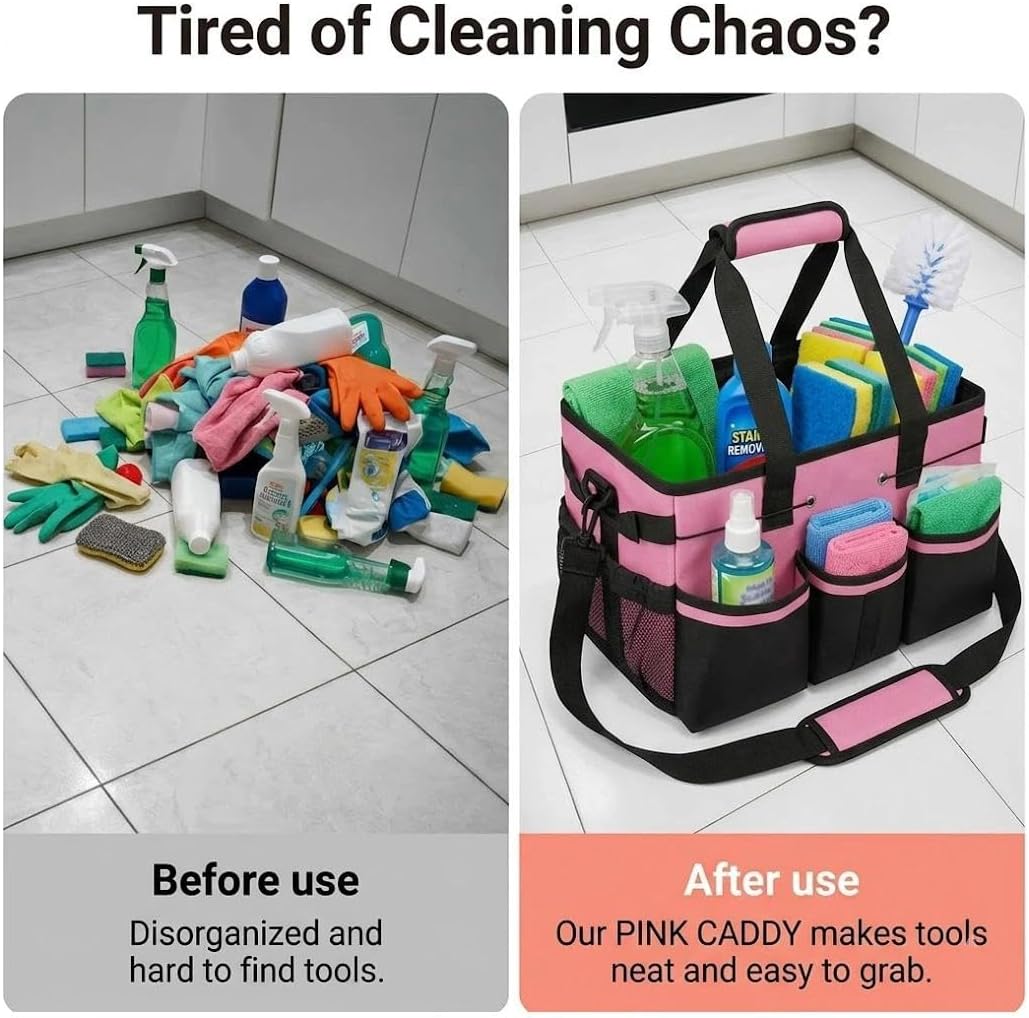  Sac De Nettoyage Pour Outils, Panier De Nettoyage, Rangement Pour Fournitures, Avec Bandoulière Et Poignées, Convient Pour Les Nettoyeurs Et Ceux Qui Ont Besoin De Transporter Et De Ranger