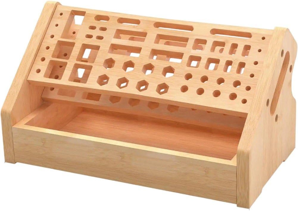  Sanfly Support De Rangement De Tournevis En Bambou, Support De Rangement De Tournevis De Bureau, Support De Rangement D'outils De Réparation Avec 53 Trous, Organisateurs De Mini Kits D'outils