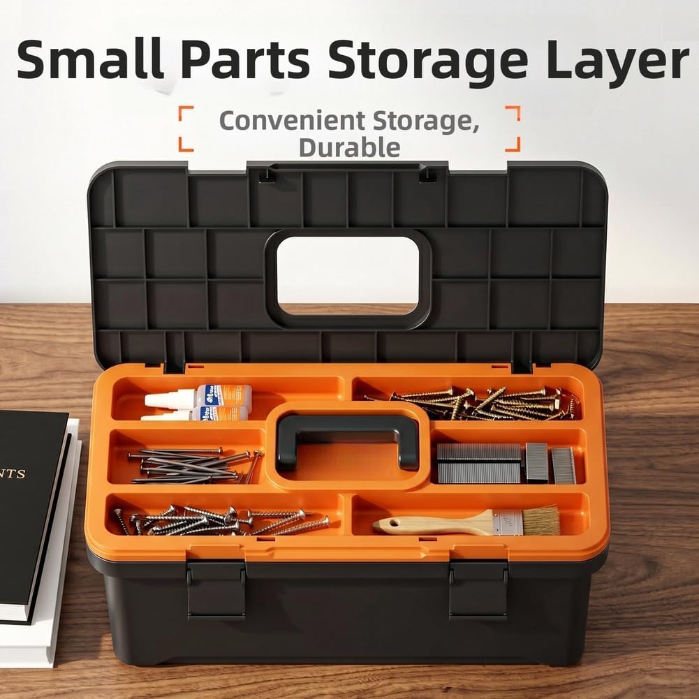  Boîte à Outils En Plastique, Organisateur D'outils, étui De Rangement, Design Modulaire à Double Couche, Matériau PP + ABS, Poignée Portable Pour Bricolage, Atelier (17)