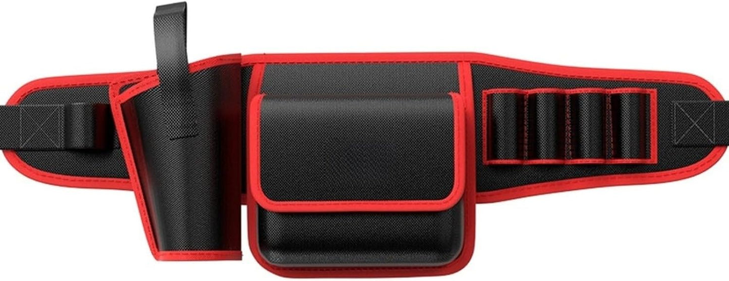  Sac Banane Robuste Pour Outils D'électricien, Pochette Oxford 1680D Imperméable Avec Plusieurs Poches Et Ceinture Réglable Pour Travaux De Construction, Rouge (B)