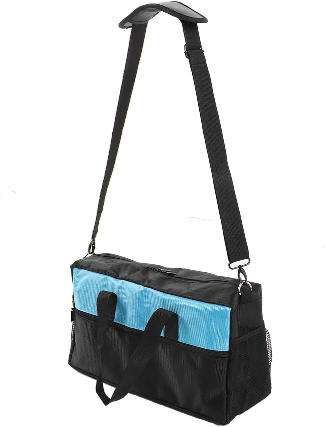  Sac à Outils Robuste En Tissu Oxford à Large Bouche, Sac à Outils Pour électricien Avec Poches, Organisateur De Rangement, Noir Bleu (16 Pouces)