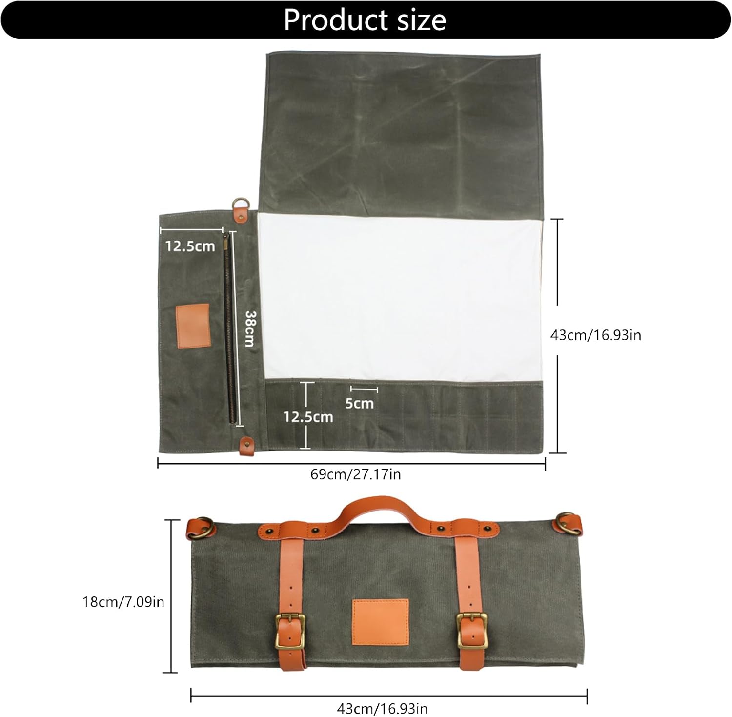  Sac à Outils De Grande Capacité Avec Poignée Ergonomique Et Sangle Réglable Pour Les Chefs Professionnels Et Les Amateurs De Cuisine