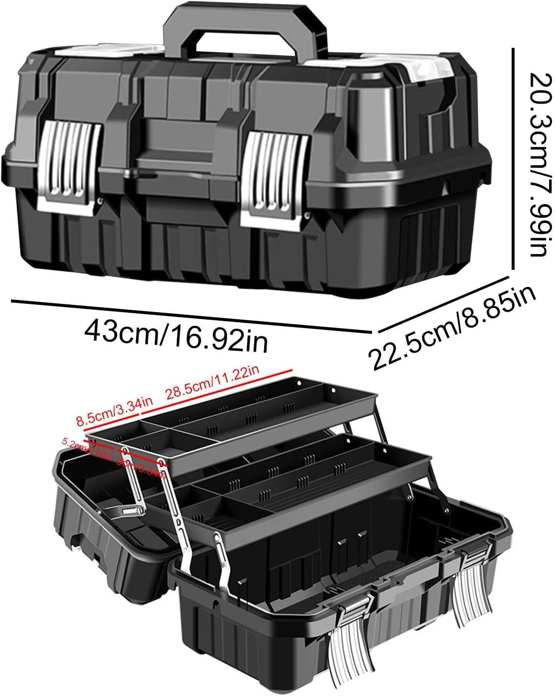  Boîte De Rangement De Matériel,boîte De Rangement D'outils | Stockage D'outils Matériels Imperméables Pliables à 3 Couches | Solution De Stockage Multifonctionnelle De Grande Capacité Avec Boucle En A