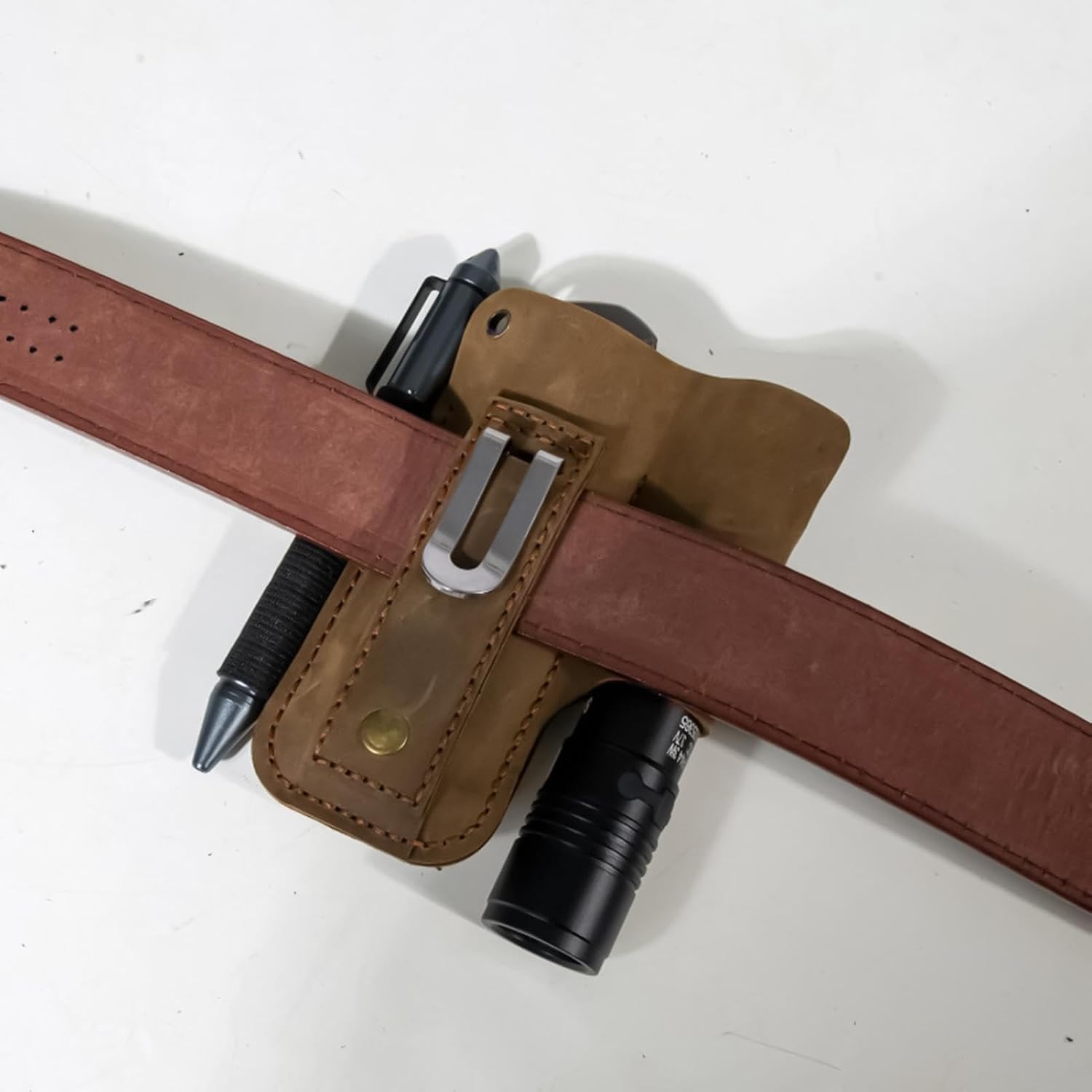 Genérico Porte-lampe De Poche, Porte-objets Multi-usages En Cuir Rétro - Porte-cutter | Pour Lampe De Poche, Stylo, Plantation, Collection, élagage, Bricolage, Construction, Plomberie, Menuiserie, ébénisterie