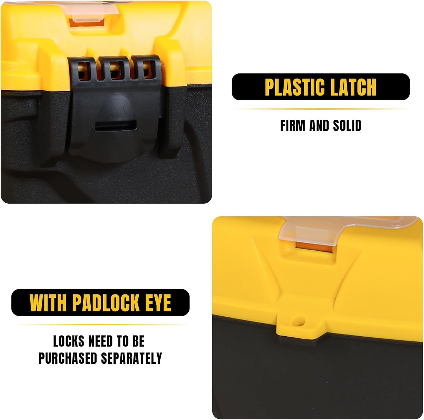  Torin ATRJH-3015T Boîte à Outils En Plastique Avec Plateau Amovible Noir/jaune 39,4 Cm