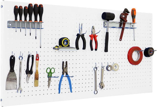  Simon Rack Panneau Mural Perforé Porte Outils, Jeu De 17 Crochets, 900x600 Mm, Bianco - Simonwork