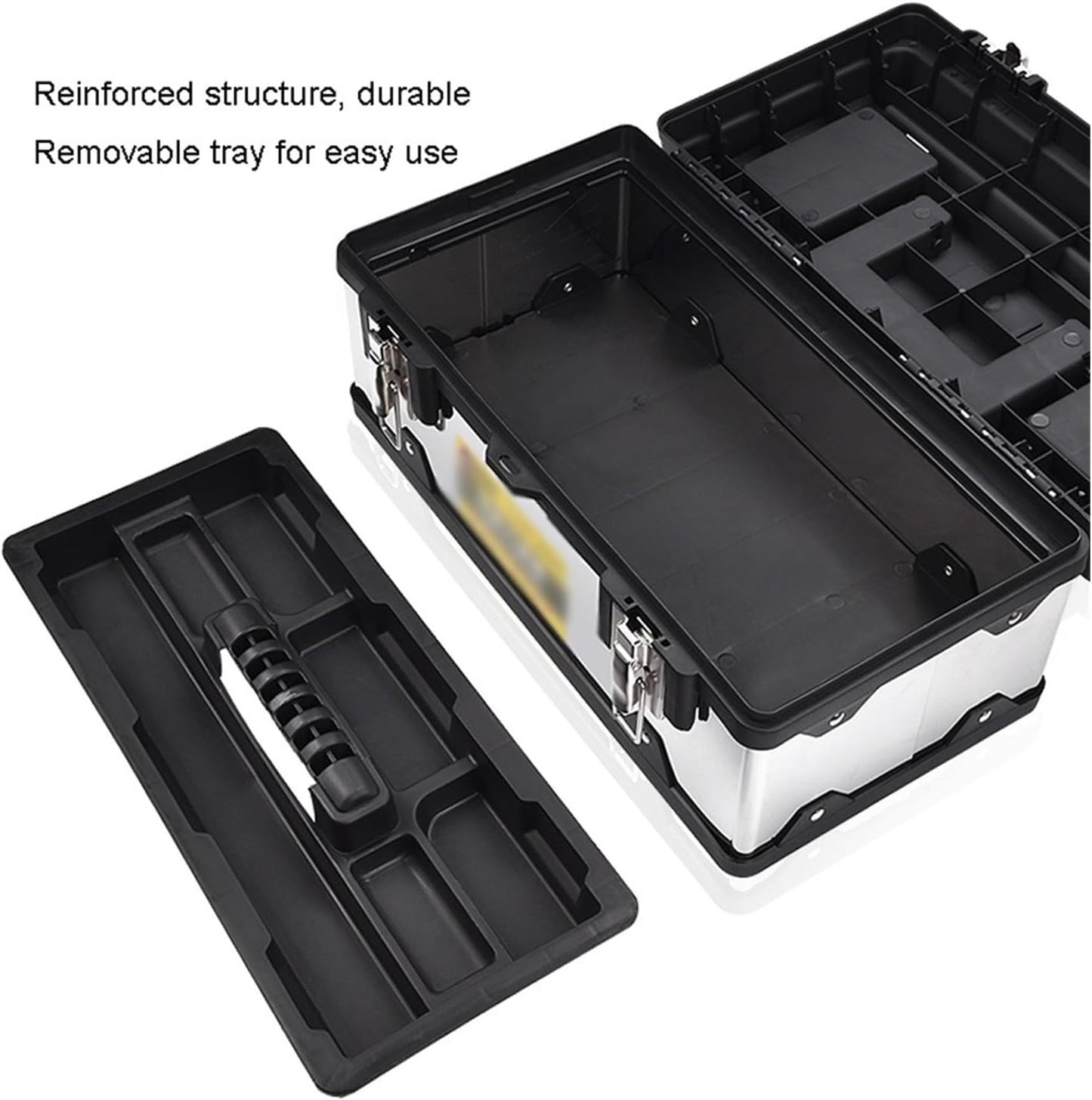 Coffret à Outils Boîte à Outils En Acier Inoxydable Kit De Réparation Matériel Portable Multifonction For La Maison Stockage Supplémentaire(17inch)