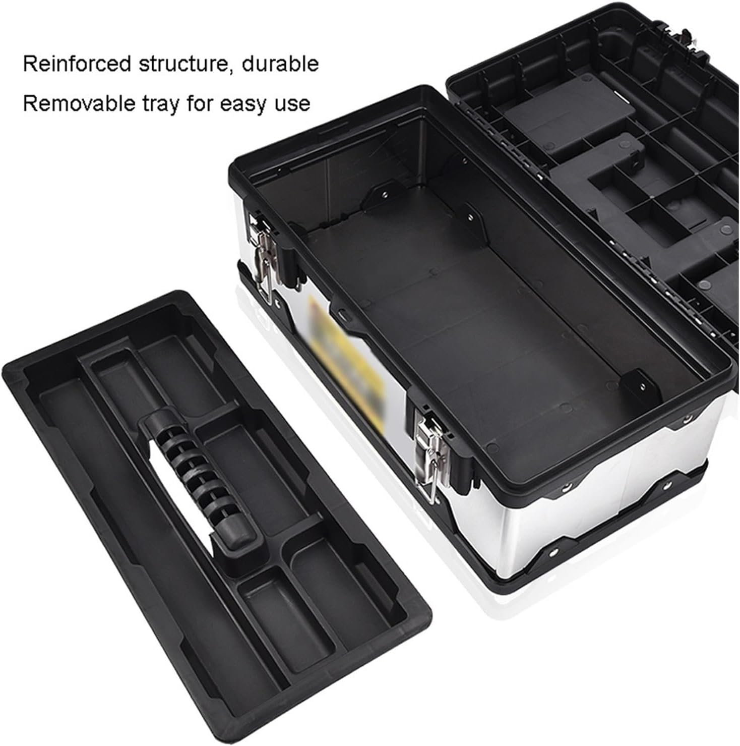  Coffret à Outils Boîte à Outils En Acier Inoxydable Kit De Réparation Matériel Portable Multifonction For La Maison Stockage Supplémentaire(17inch)