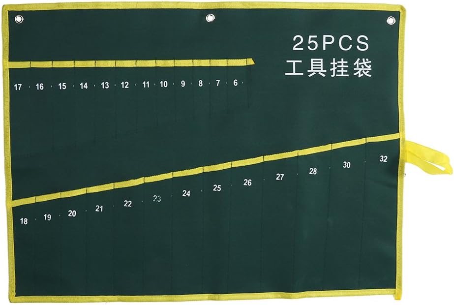 Ausla Sac à Clés En Toile En Rouleau, Organisateur De Rangement D'outils à Poches Multiples Avec 6 à 25 Options De Poches, Pochette Portable à Suspendre Ou à Enrouler Pour Mécaniciens Charpentiers,