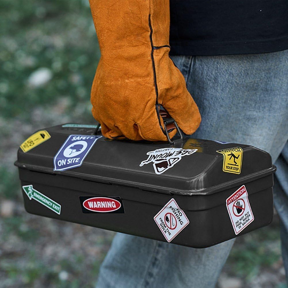  Boîte À Outils En Métal Avec Autocollants, Boîte À Outils De Réparation, Boîte De Premiers Secours, Plateau Fourre-Tout Portable Pour Ranger Les Outils Les Petites Pièces
