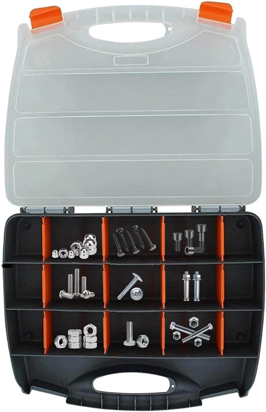 GENERIC Organisateur De Rangement De Matériel | Organisateur De Clous Et De Vis | Organisateurs De Boîte à Outils 30,5 X 5,1 X 25,4 Cm, Organiseur De Pièces Avec Séparateurs Amovibles Pour Fixations, Pièces