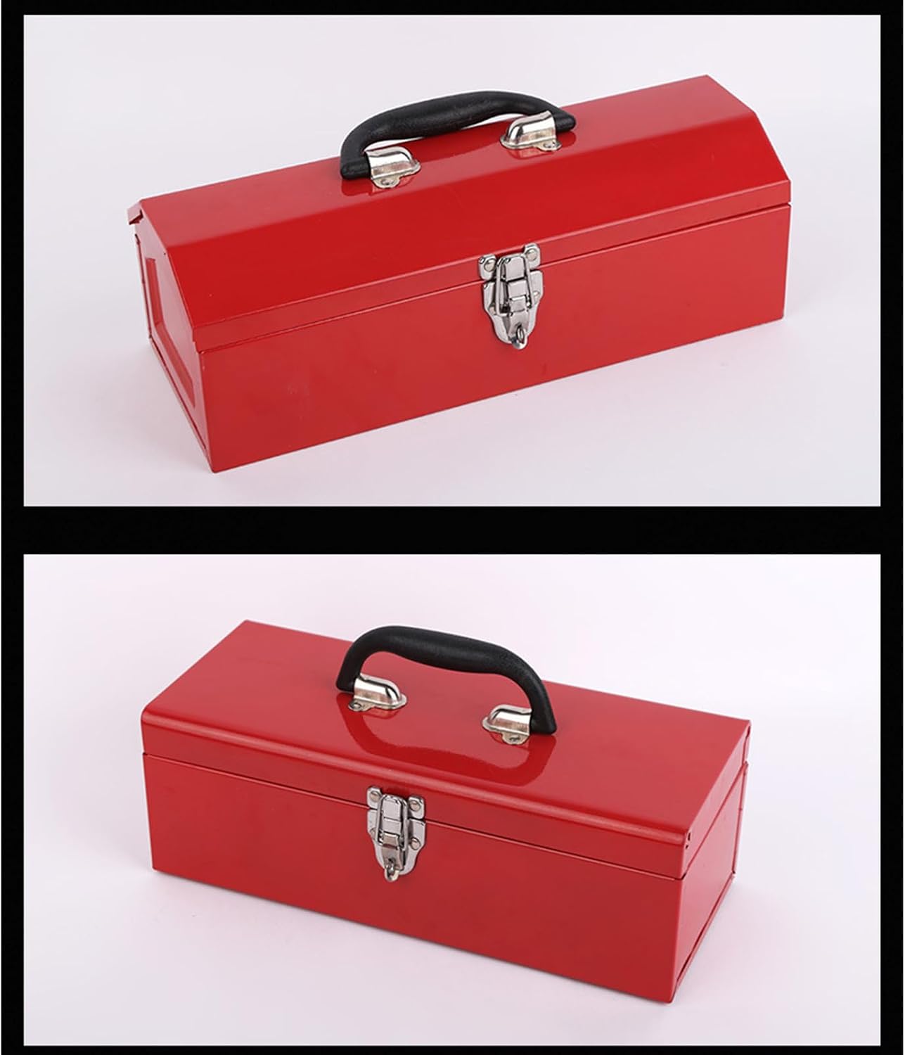  Boîte à Outils Portable En Métal Rouge Avec Toit En Forme De Hanche Pour Mécanicien, Réparation Et Rangement Avec étui à Une Seule Couche