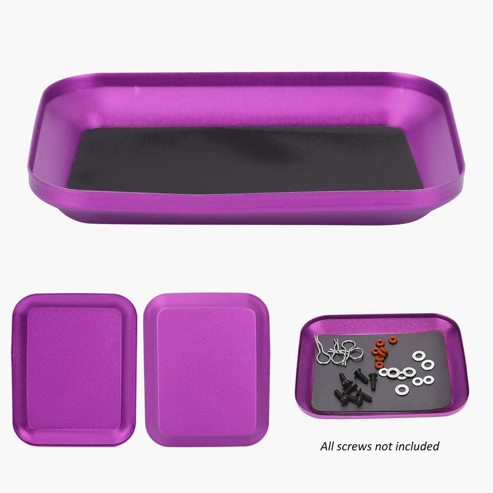  Qiilu Plateau Magnétique En Alliage D'aluminium Pour Petites Pièces, Plateau Magnétique, Vis, écrous De Rangement, Boulons (rouge) (violet)
