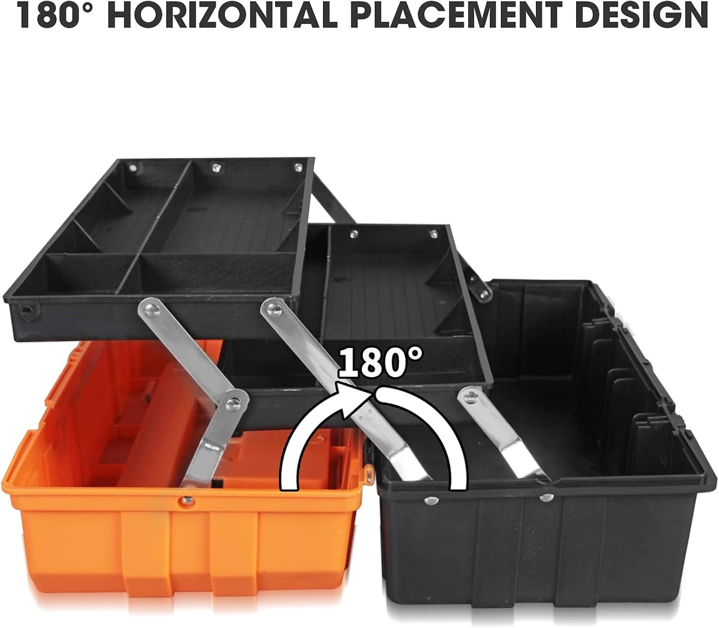  Torin ATRJH-3430T Boîte à Outils En Plastique à 3 étages De 43,2 Cm, Noir/orange