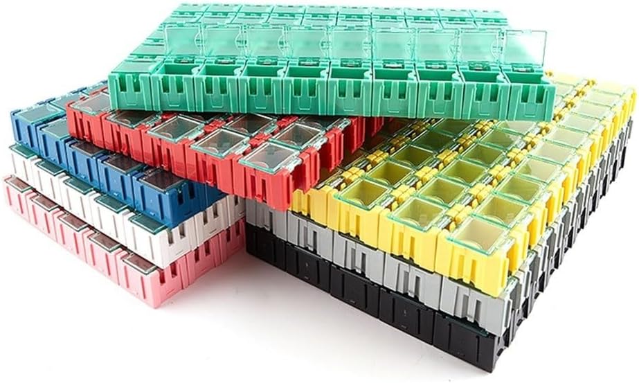  Lot De 50 Boîtes De Rangement Empilables Pour Pièces électroniques, Résistances, Condensateurs, PCB, Boîtier En Plastique, Pour Rangement D'outils (bleu)