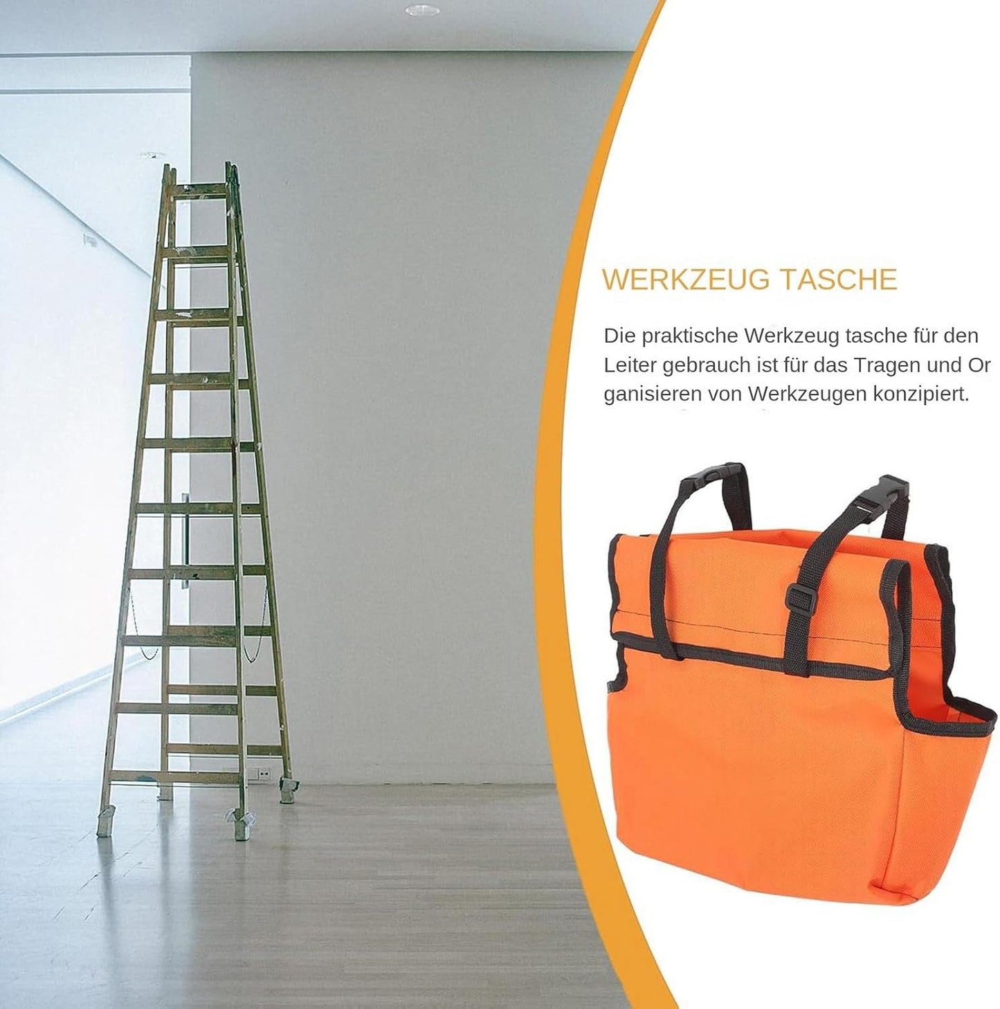  Sac à Outils Ladder, Grande Capacité, Organiseur Pour Accessoires D'échelle, Organiseur Robuste, Pochette De Rangement Cargo, Porte-outils, Sac De Rangement Pour échelle, Outil D'efficacité De Travail