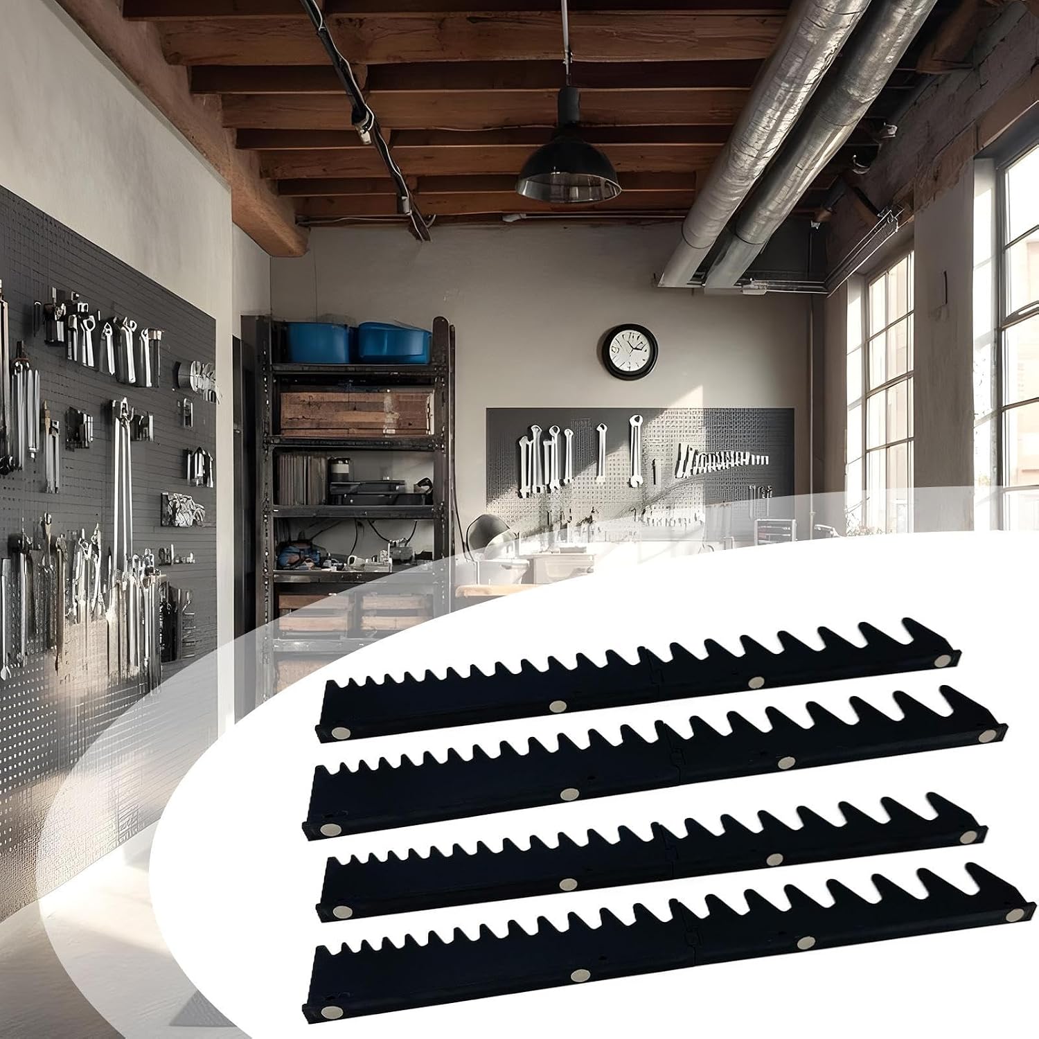  Porte-Clés - Porte-Cliquet Magnétique Monté Au Mur Pour Boîte À Outils,Support De Rangement Robuste Pour Tiroir De Cabinet Intérieur, Ateliers De Mécanique, Garages Et Bricoleurs À