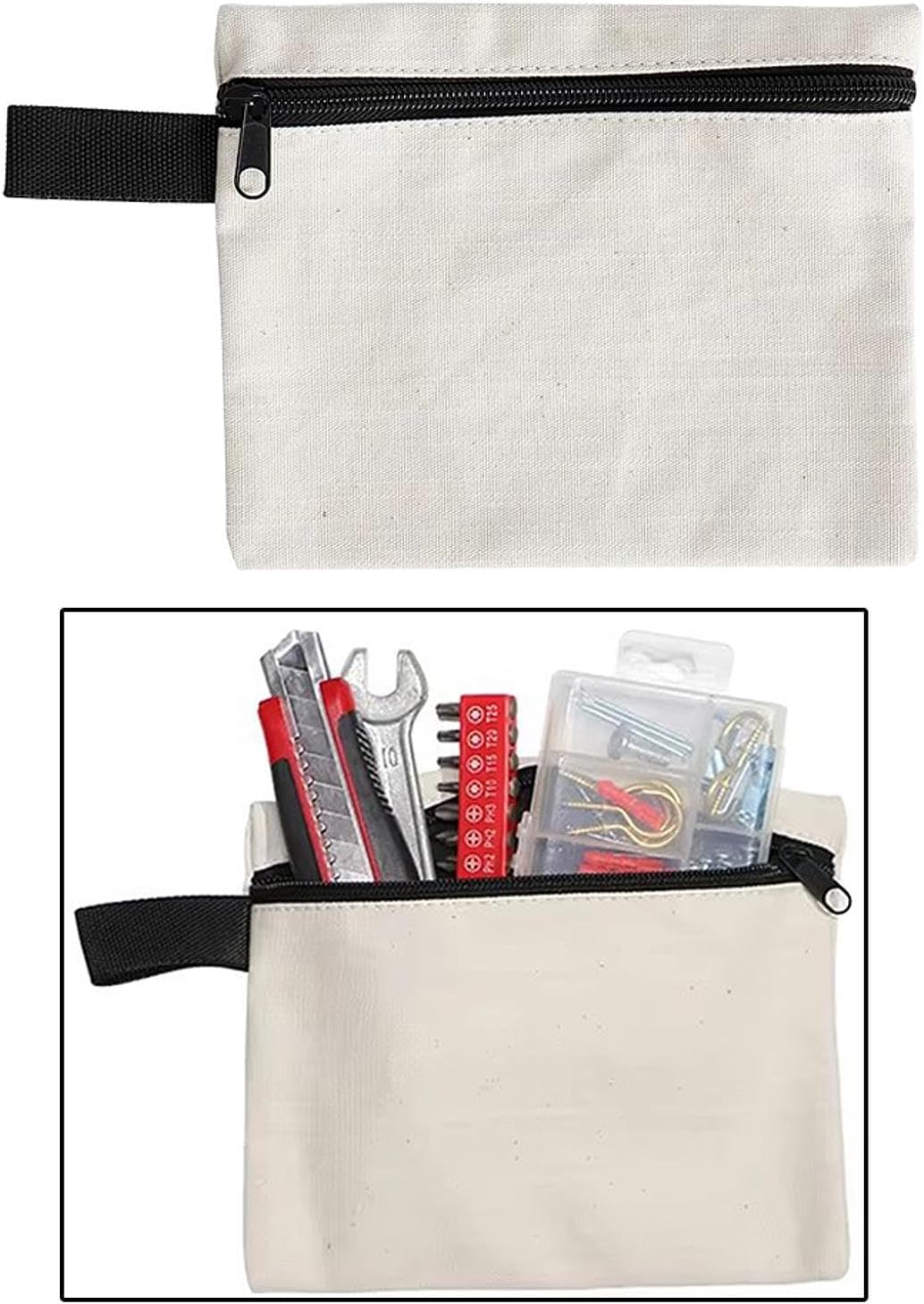  Generic Sacoche à Outils Multifonctionnelle Et Portable Pour Tournevis Et Outils De Et De Camping, Toile Blanche 18x15cm