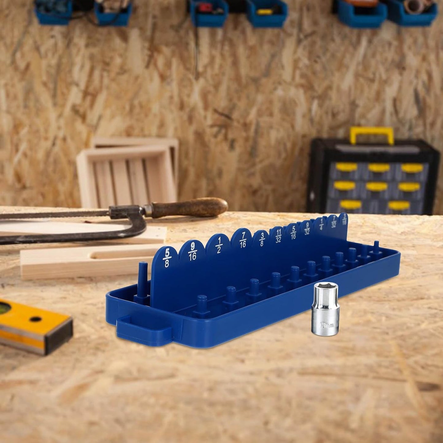  ULTECHNOVO Organisateur De Douilles Pour Clés En Pp Léger Bleu, Support De Rangement Sans Bavures Pour Atelier Mécanique Et Garage