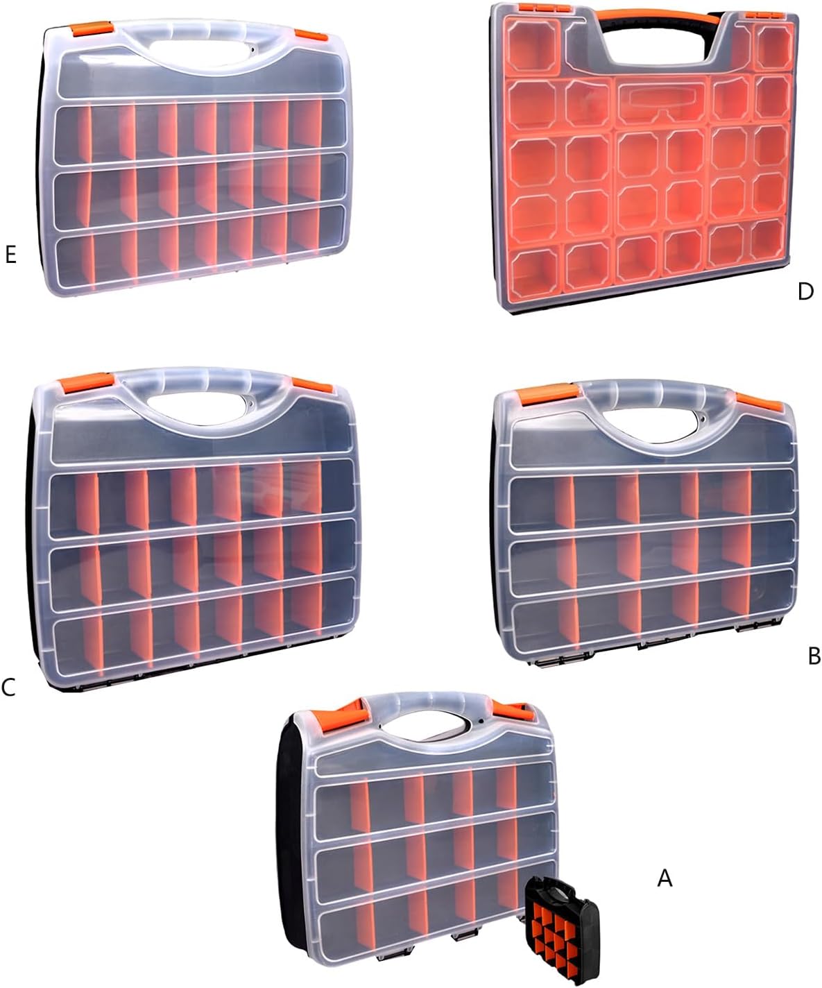  Boîtes à Outils Transparentes, Compartiments Réglables, Loquets Sécurisés, Poignée Ergonomique Pour Accessoires De Quincaillerie