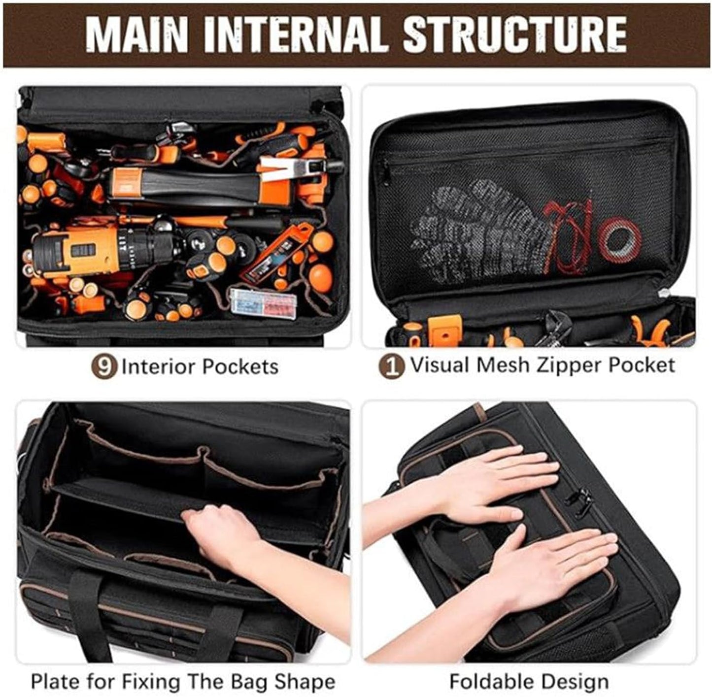GENERIC Organisateur De Sac à Outils, Sac De Grande Capacité, Support De Sangle De Boîte, Sac à Outils Rembourré, Accessoires De Rangement De Travail, équipement De Mécanicien électrique, Kit De Construction